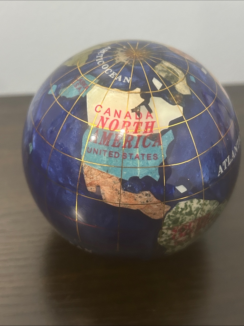 Kalifano Gemstone Globe Paperweight 3.5” World Globe Desk Accessory gift office - Picture 9 of 11